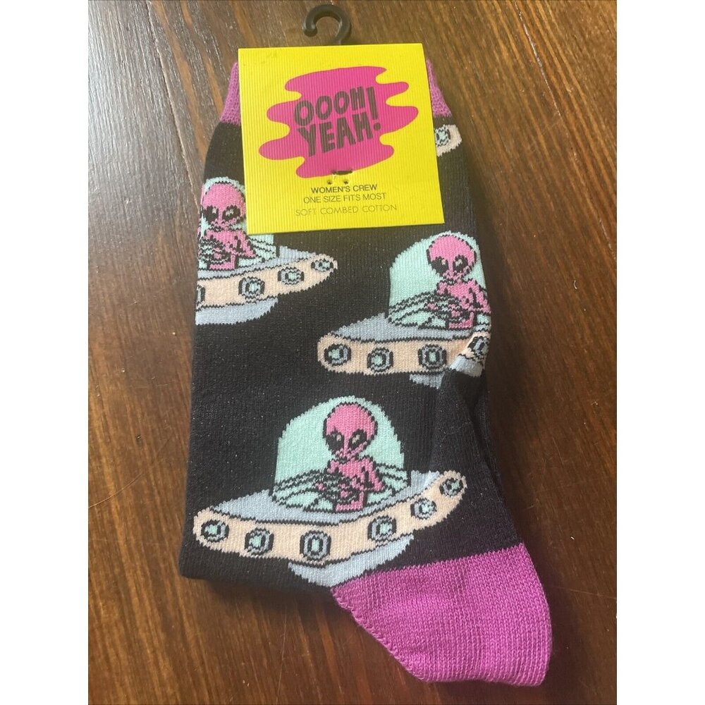 Always Spaced Aliens Spaceships Space Cosmos Visitors Alien Socks Cotton
